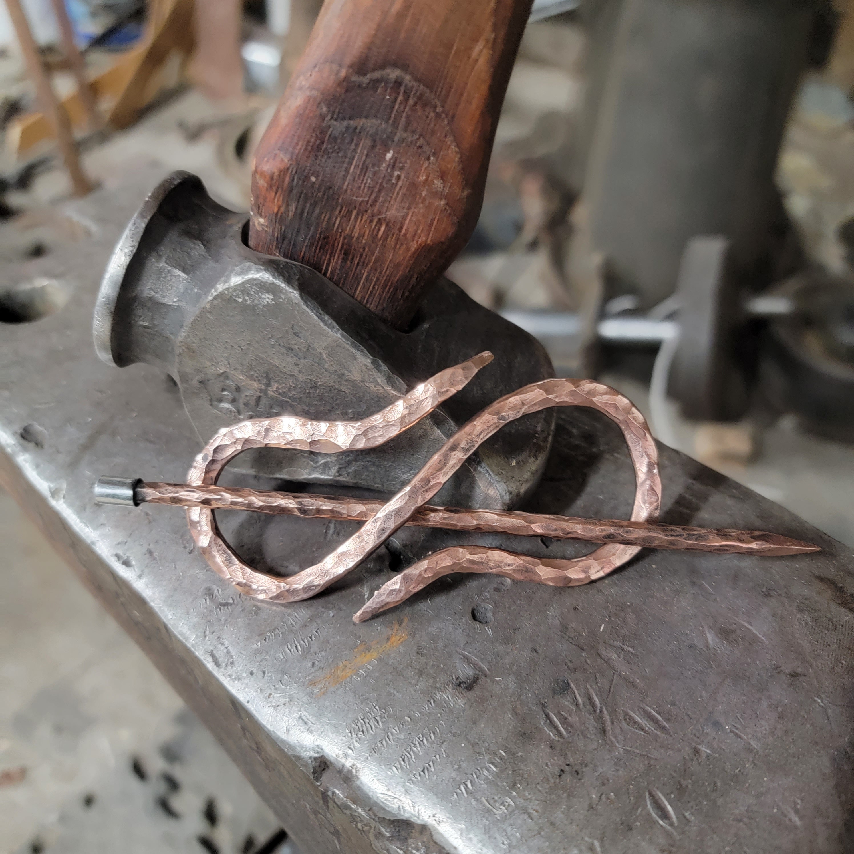 Hand Forged Copper Hair Pin - Lockhart Ironworks