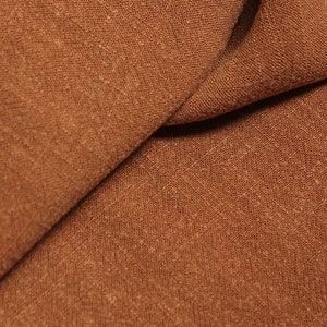 LAST PIECES - Caramel Viscose Linen Slub - Rust Linen Noil - Nubby Slub Fall Fabric || Earthtone Brown Terracotta Fabric By the Yard