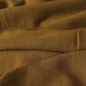 LAST PIECES - Tapenade Mustard Brown Viscose Linen Slub - Fabric By the Yard