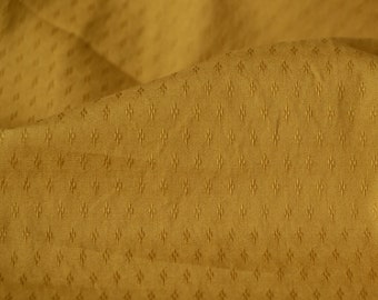 Mustard Cotton Lawn Diamond Dobby - Deadstock Fabric by the Yard ~ Continuous Cut
