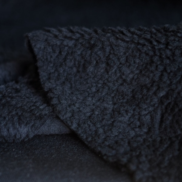 Tissu polaire Sherpa noir - 9 oz - Tissu mort par mètre