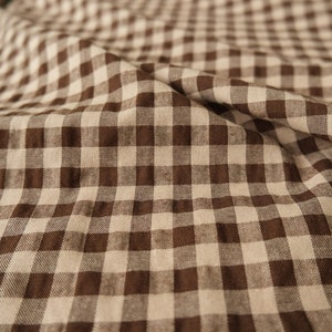Teak 3/8" gingham texturerad bomull - brunrutigt tyg, måttbeställt