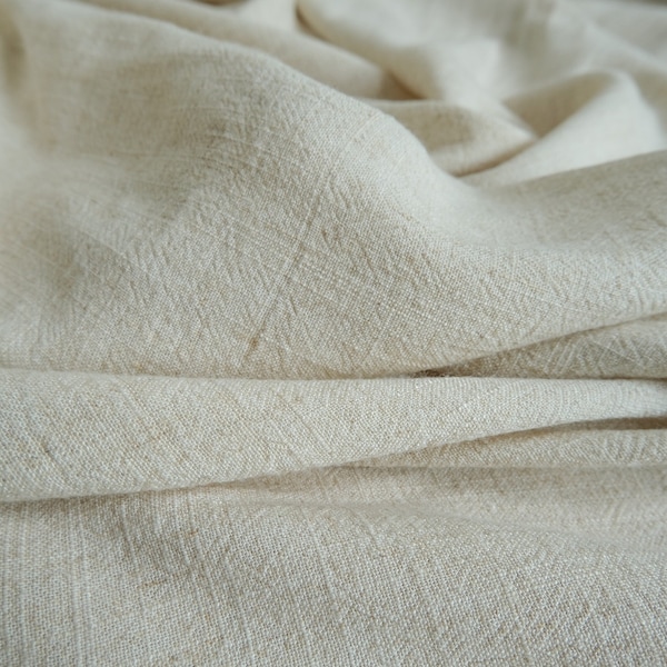 Oatmeal Viscose Linen Slub - Textured Linen Slub Fabric By the Yard