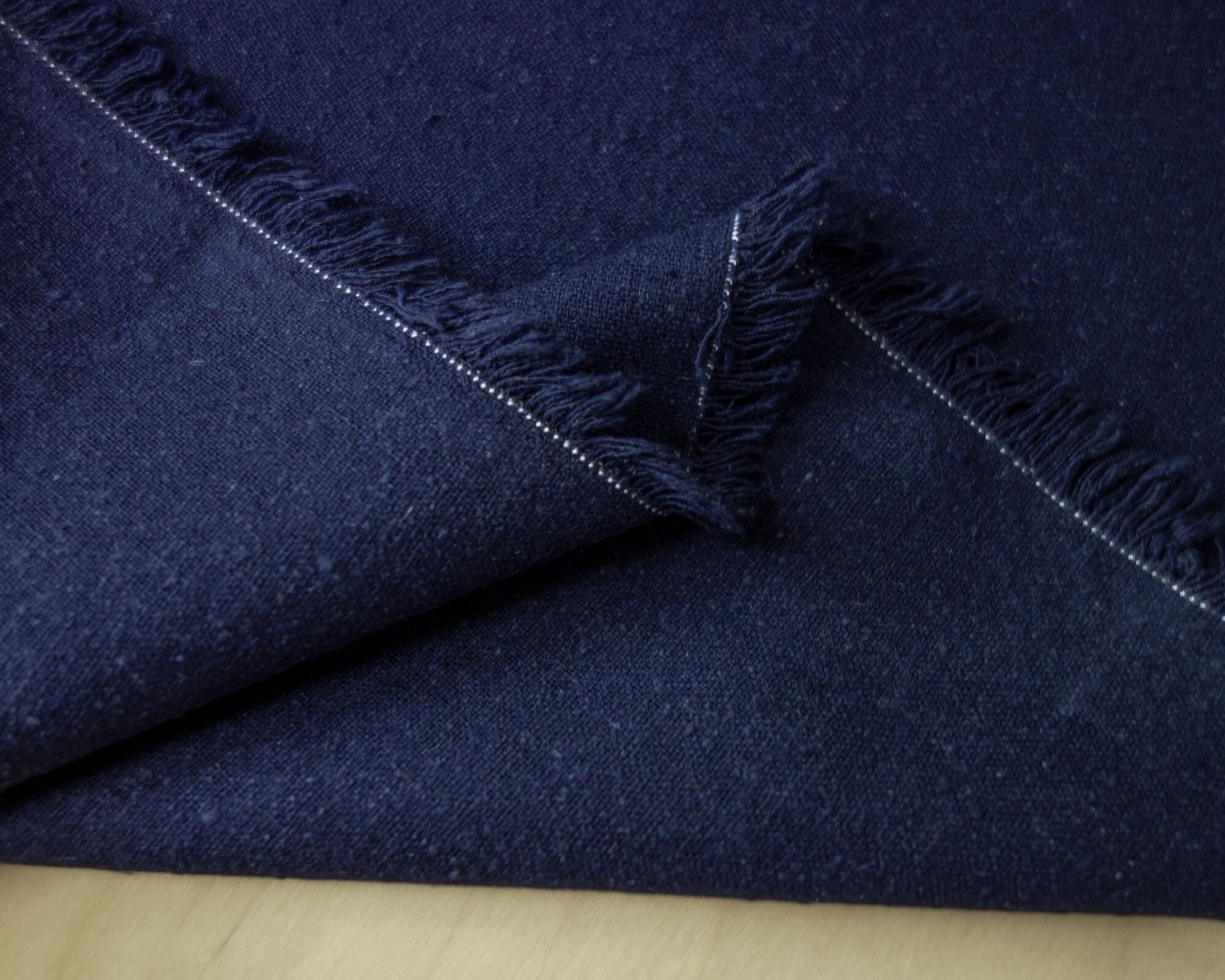 Indigo Navy Raw Silk Silk Noil Fabric Fabric By the Yard Etsy