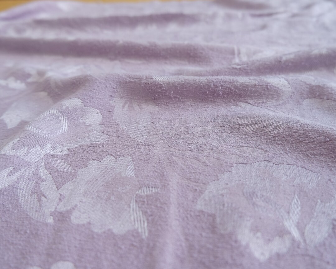 Lilac Floral Raw Silk Noil Jacquard Silk Noil Fabric by the Yard Continous Cut Etsy
