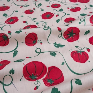 Heirloom Garden Cotton Sateen - Tomato Print Fabric By the Yard