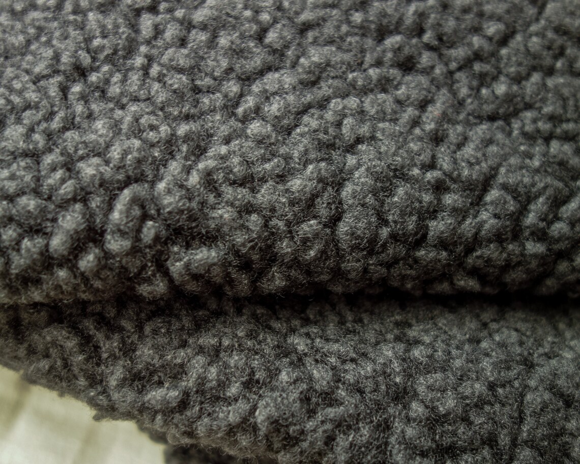 Gray Sherpa Fleece Fabric 10.5 oz Deadstock Fabric By the Etsy