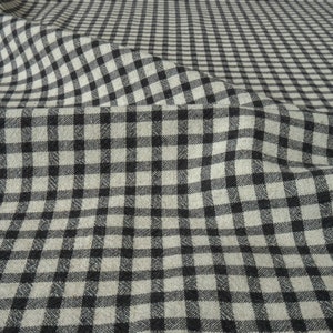Black Plaid Textured Linen Cotton - Fabric By the Yard