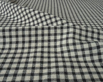 Black Plaid Textured Linen Cotton - Fabric By the Yard