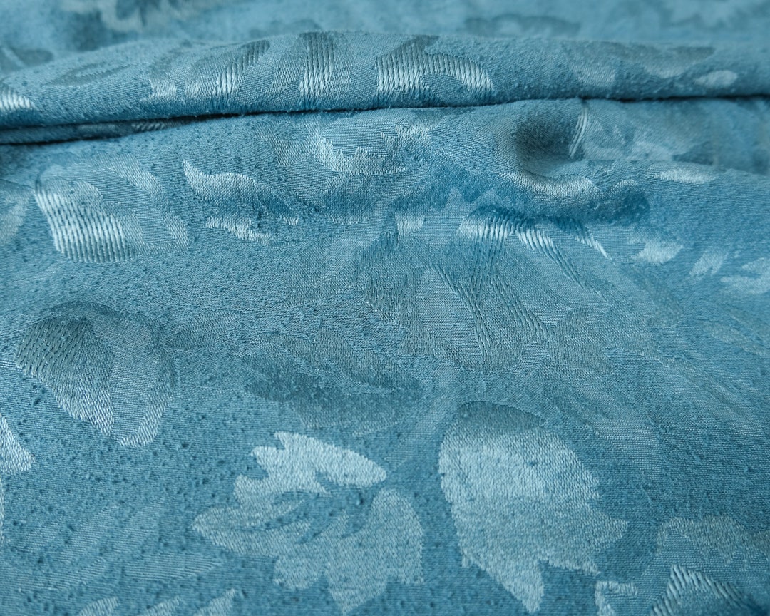 Oasis Blue Green Raw Silk Noil Jacquard Silk Noil Fabric by the Yard ...
