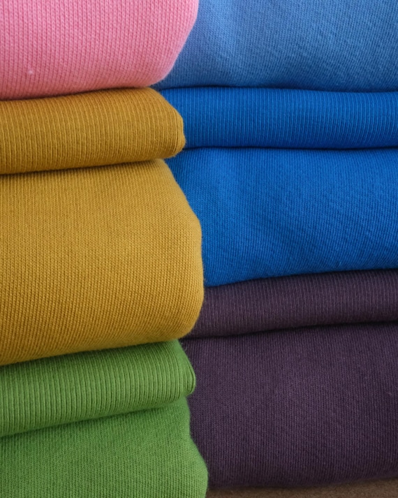 Cotton Sweatshirt French Terry Knit - 100% Cotton Knit - Matching Rib Available - Fabric by the Yard