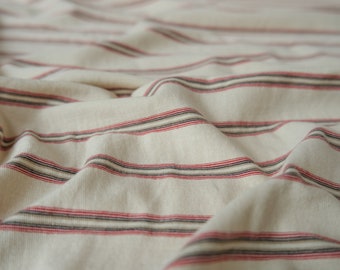 Vintage Red Stripe Cotton Jersey Knit - Deadstock Fabric By the Yard