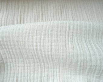 White Cotton Double Gauze Fabric || Bubble Gauze Fabric By the Yard