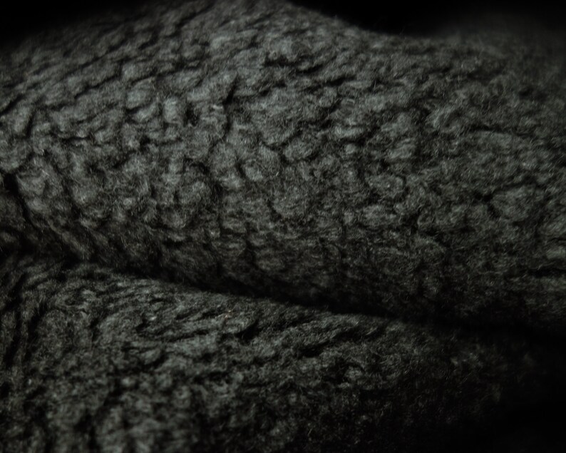 Black Sherpa Fleece Fabric Deadstock Fabric By the Yard Etsy