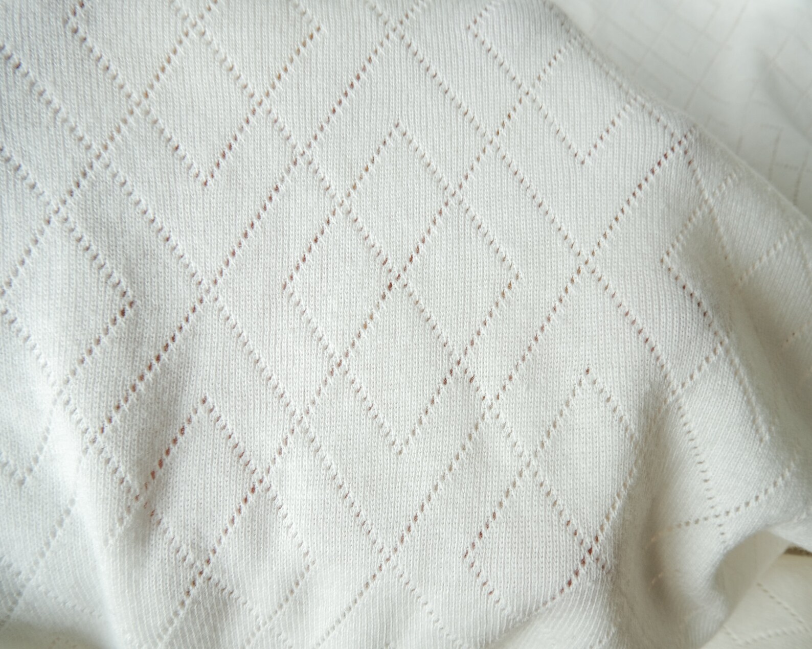 White Lattice Cotton Pointelle Deadstock Fabric by the Yard Etsy