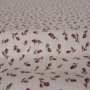Organic Cotton Pointelle Knit - Made in USA Burgundy Rosebud