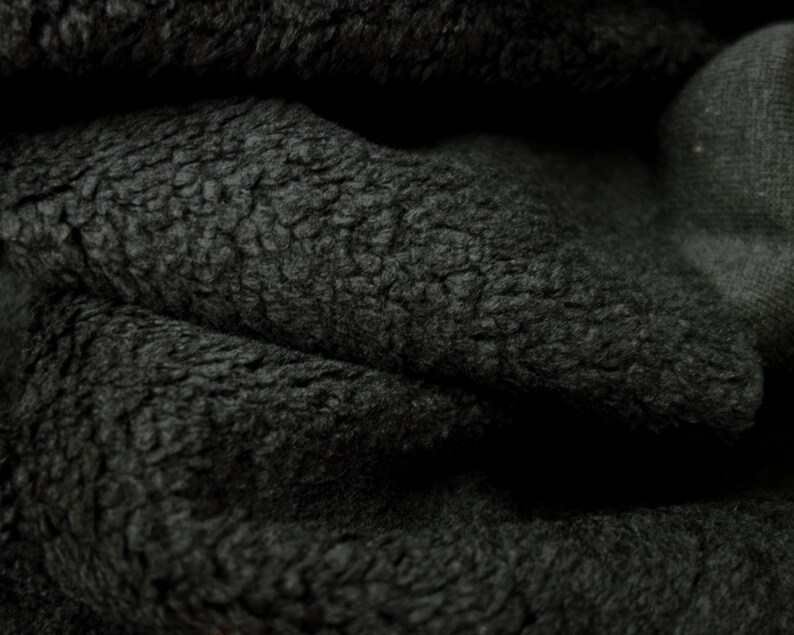 Black Sherpa Fleece Fabric Deadstock Fabric By the Yard Etsy