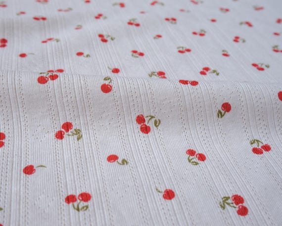 Summer Cherry Abby Organic Cotton Pointelle Knit - American Made Knit