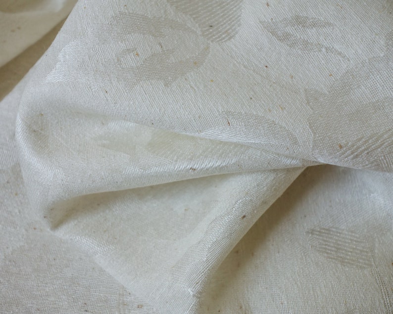 Undyed Raw Silk Jacquard Floral Leaves Silk Noil Fabric by | Etsy