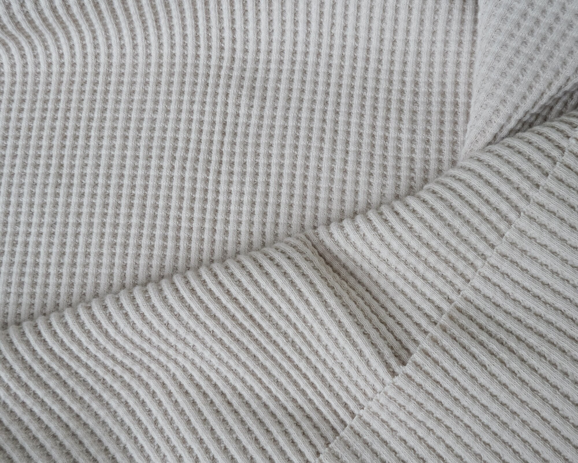 Oyster Heavy Cotton Waffle Thermal Distinctive Waffles 42 Deadstock Fabric  by the Yard -  Canada