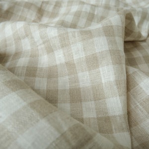 LAST PIECES - Neutral Linen 1/2" Check - Linen Gingham Fabric By the Yard