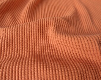 Orange Sherbet Cotton Waffle Thermal 42" - Matching Rib Available - Thick High Quality - Deadstock Fabric By the Yard