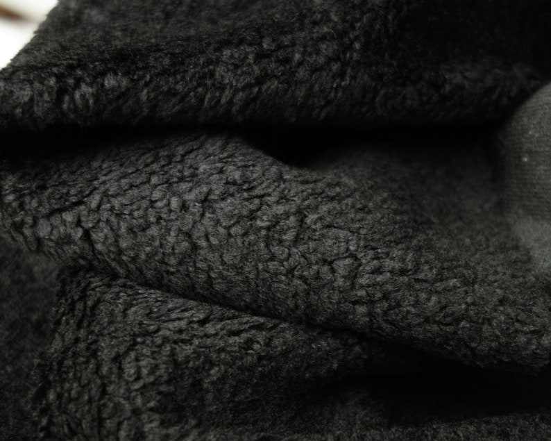 Black Sherpa Fleece Fabric Deadstock Fabric By the Yard | Etsy