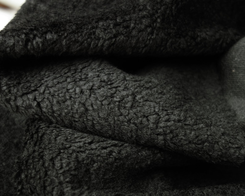Black Sherpa Fleece Fabric Deadstock Fabric By the Yard Etsy