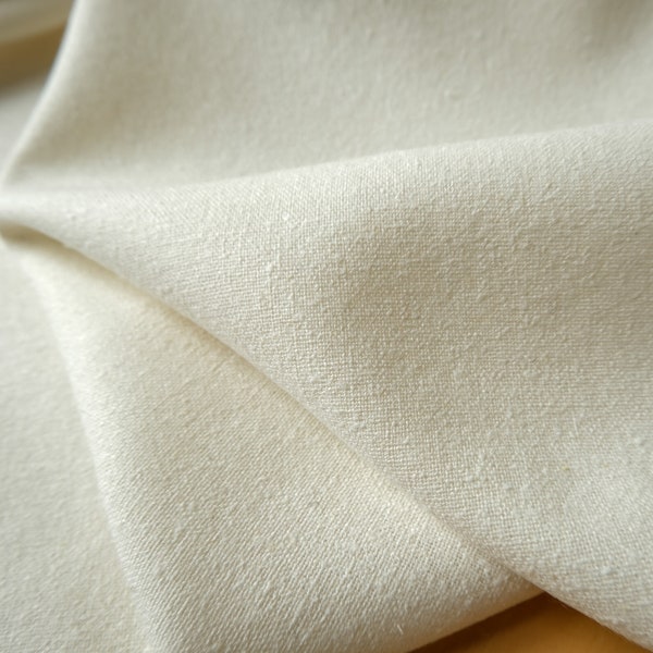 Seta grezza al 100% non tinta (Silk Noil) Colore seta bianca naturale // Tessuto Silk Noil tagliato su misura ~ Taglio continuo