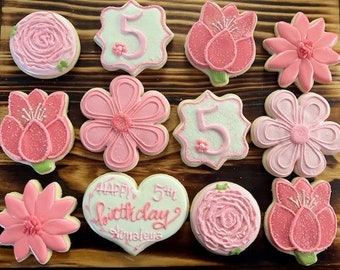 Flower Themed Birthday Cookies