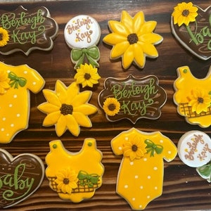 Sunflower baby shower cookies
