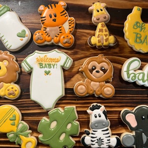 Safari Animal Baby Shower Cookies Design #1