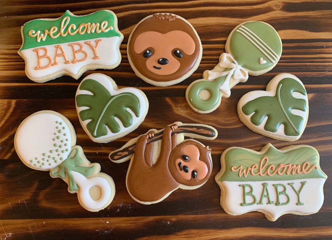Sloth baby shower cookies Etsy