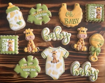 Giraffe baby shower cookies