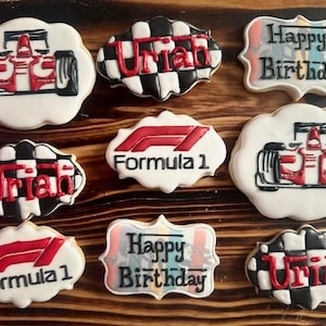 Formula One Race Car Birthday Cookies