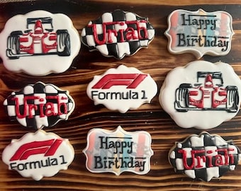フォーミュラワンレースカーのバースデークッキー