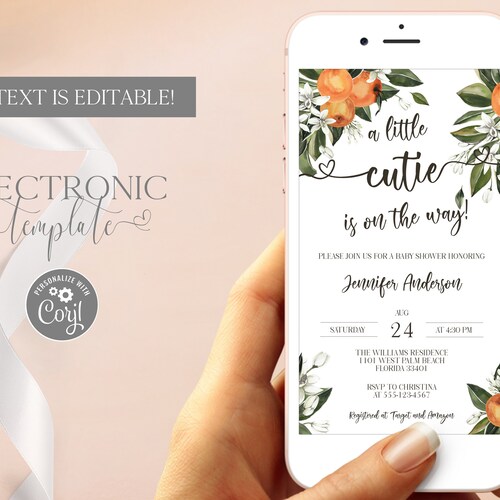 Little Cutie is on the Way Invitation Baby Shower Evite Etsy