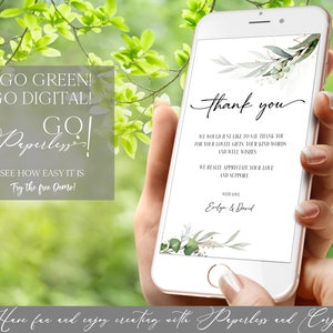 Greenery Electronic Thank You Card Template Editable Digital Download, Baby Thank You Note eCard for Phone, Text Message Paperless Corjl image 10