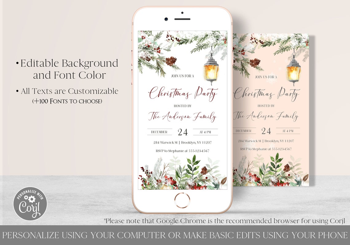 Christmas Party Electronic Invitation Template Editable Etsy