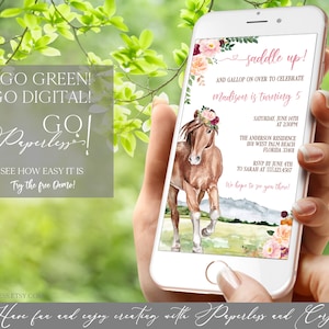 Horse Birthday Electronic Invitation Template Editable Digital Download, Saddle Up Birthday Evite Girl, Cowgirl Party Text Invitation Corjl image 10