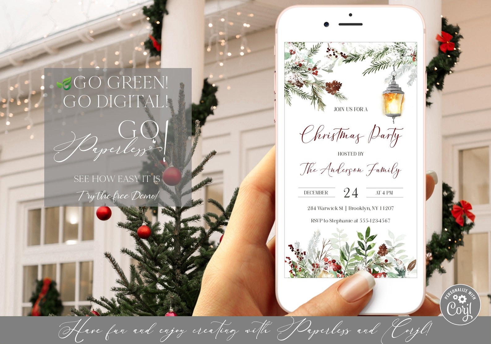 Christmas Party Electronic Invitation Template Editable Etsy