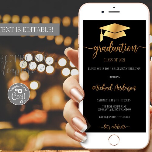 Electronic Graduation Invitation Editable Template College Etsy