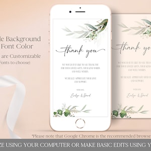 Greenery Electronic Thank You Card Template Editable Digital Download, Baby Thank You Note eCard for Phone, Text Message Paperless Corjl image 3