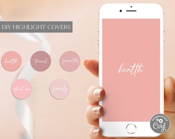 Editable Peach Instagram Highlight Covers, DIY Instagram Story Highlight Icons Pastel Pink Coral Colors, Modern Calligraphy Instagram Covers
