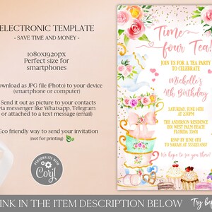 Kreat4joy Tea Party Birthday Decorations - 25pcs Pink Floral Cake & Cupcake Toppers For 4th Birthday - View #5