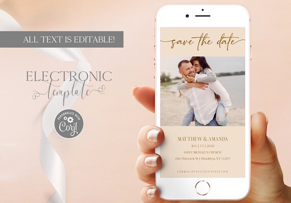 Electronic Save the Date Template Editable Digital Download | Etsy