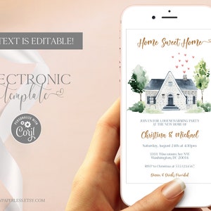 House Warming Invitation by Text, Housewarming Party Evite, Electronic New Home Invite Template Editable Digital Download, Paperless Corjl