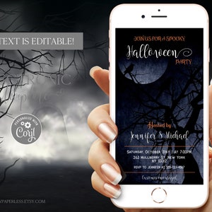 Digital Halloween Invitation by Text, Halloween Party Evite, Electronic Halloween Adult Party Invitation Template Editable Digital Download