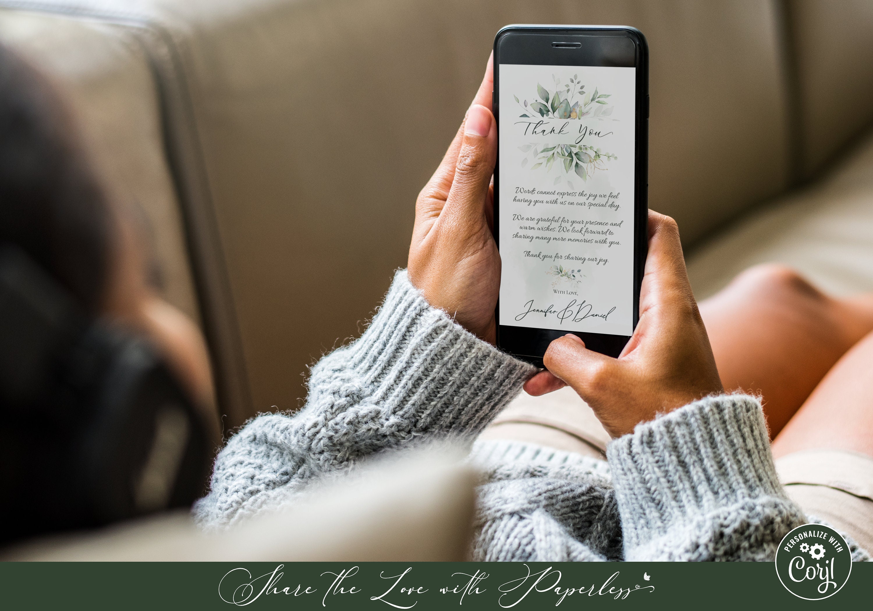 Electronic Wedding Thank You Note Electronic Thank You Card Etsy