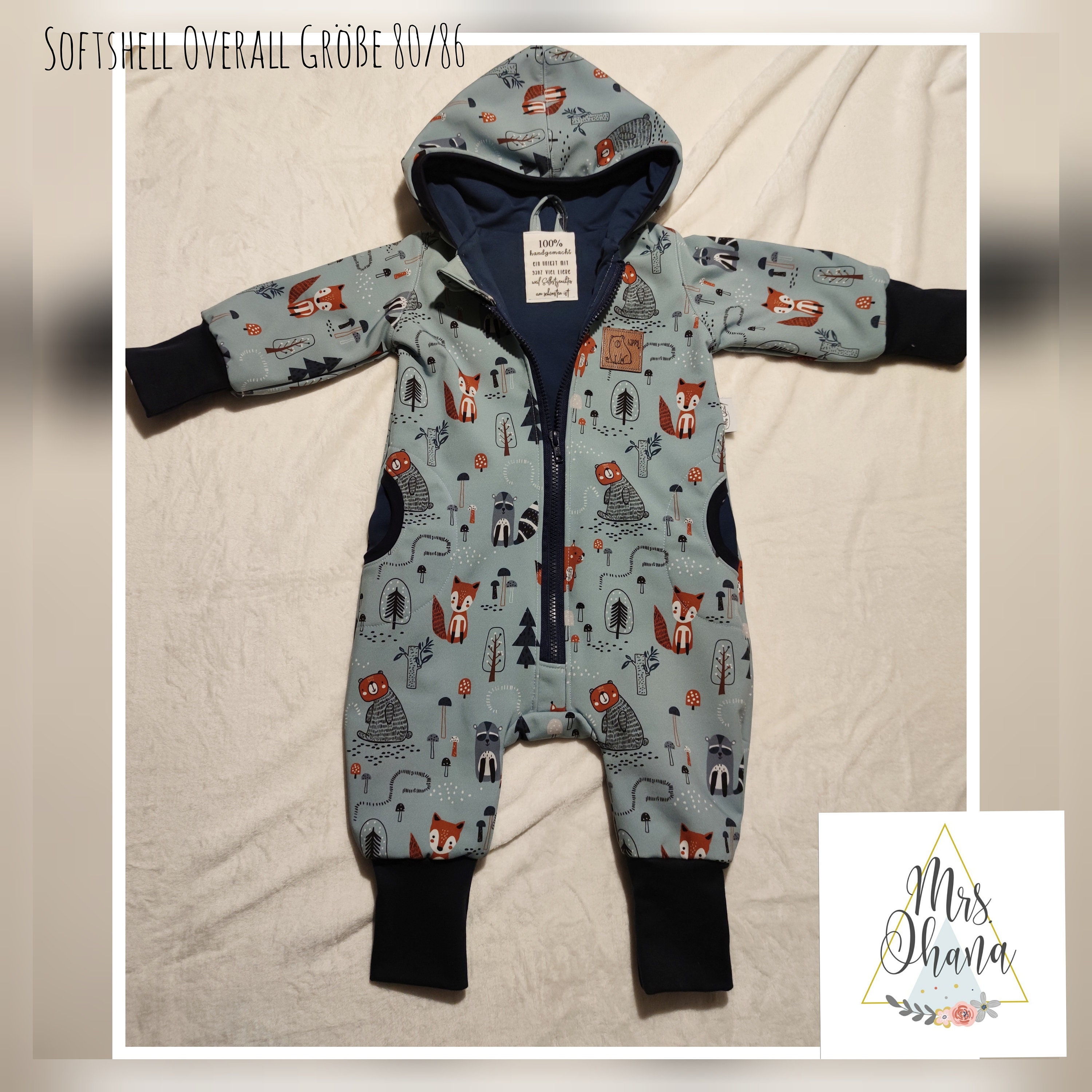 Softshell Anzug Overall 80/86 Waldtiere